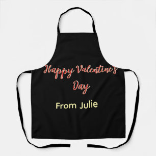 Tablier Joyeuse Saint-Valentin rouge noir de nom stylé 