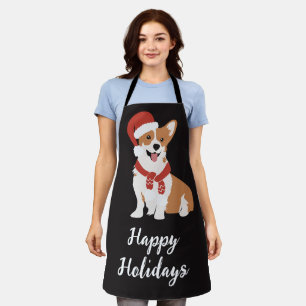 Tablier Joyeuses fêtes Funny mignon chien de Noël Rouge No