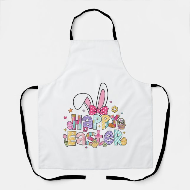 Tablier Joyeuses Pâques 2026 Mignon Lapin Jour de Pâques F (Recto)