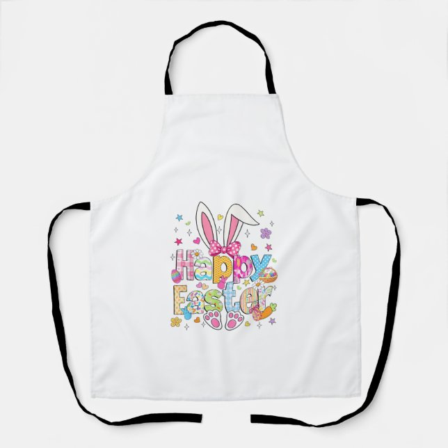 Tablier Joyeuses Pâques 2026 Mignon Lapin Jour de Pâques F (Recto)
