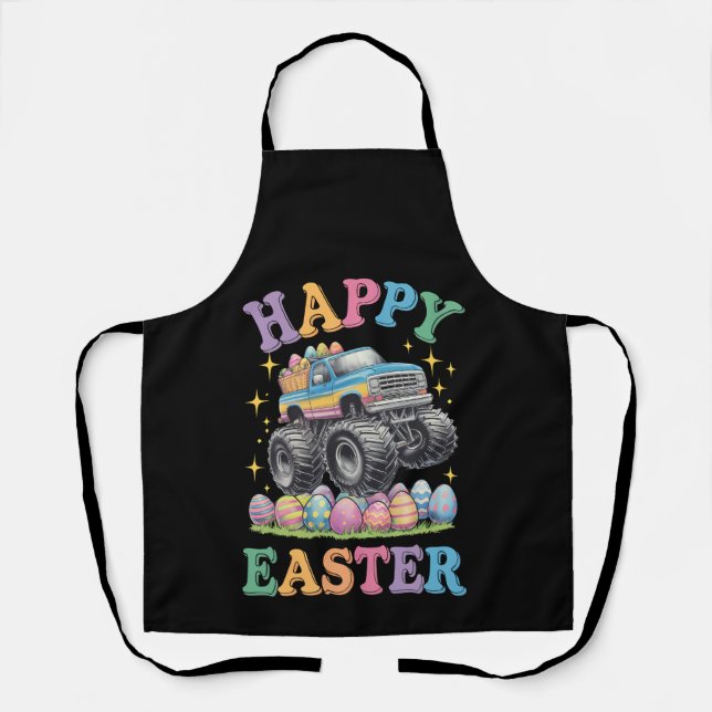 Tablier Joyeuses Pâques Drôle de Monster Truck Écrase des  (Recto)