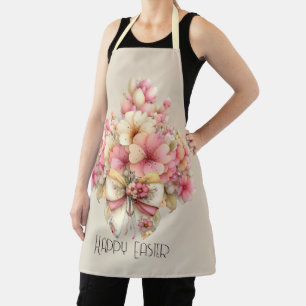 Tablier Joyeuses Pâques Fleurs multiples et nœud