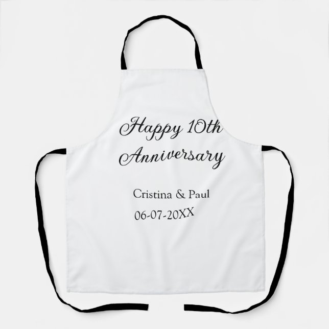 Tablier Joyeux 10e anniversaire simple nom de mariage mini (Recto)