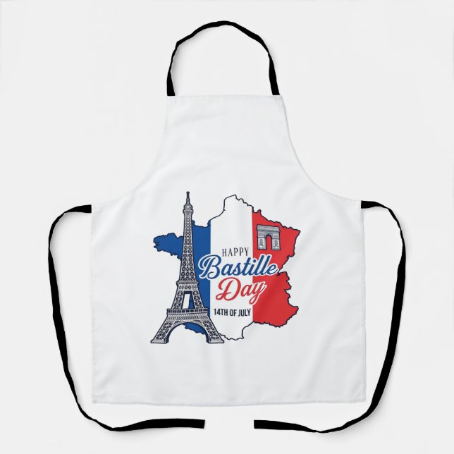 Tablier Joyeux 14 juillet France Carte Tour Eiffel Vector_ (Recto)