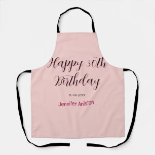 Tablier Joyeux 30e anniversaire nom date élégant simple 