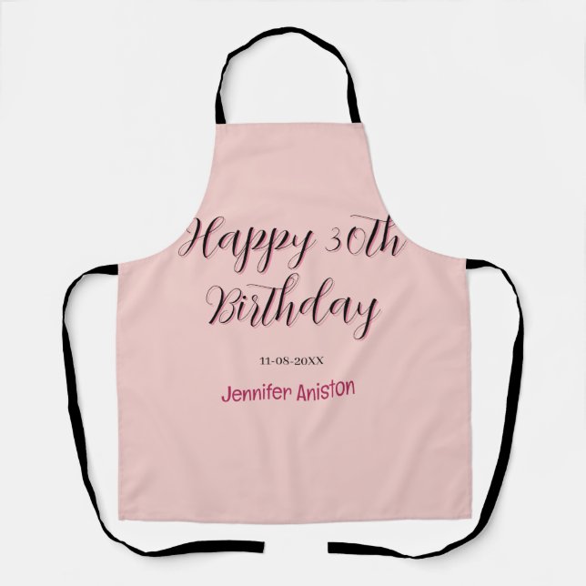 Tablier Joyeux 30e anniversaire nom date élégant simple  (Recto)