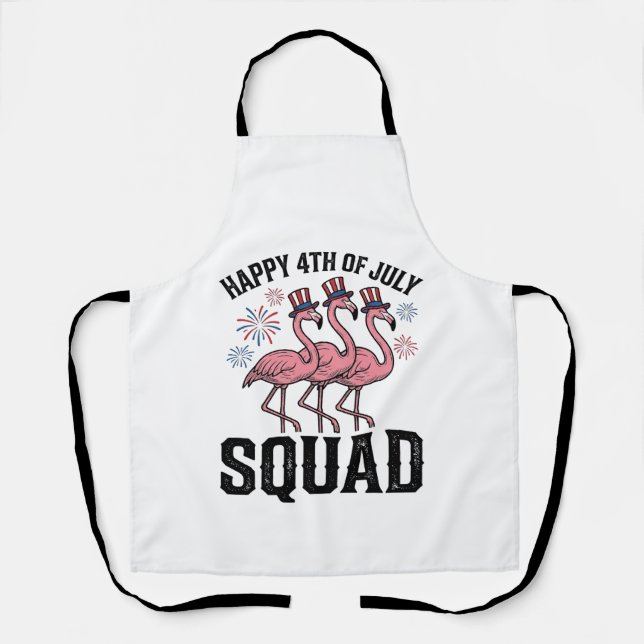 Tablier Joyeux 4 juillet Flamingo Squad Vector Design_1 (Recto)