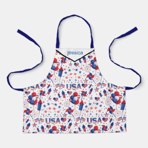 Tablier Joyeux 4 juillet Red Blue Cute Party