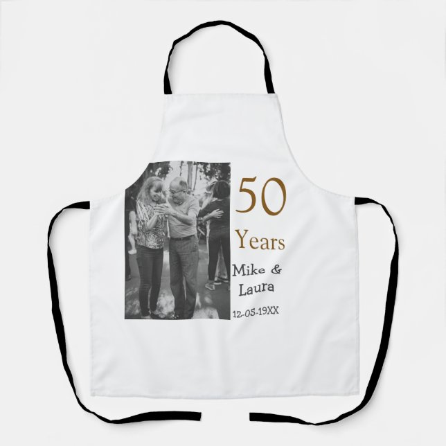 Tablier Joyeux 50e anniversaire nom couple date mariage (Recto)