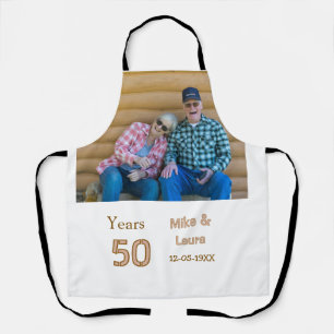 Tablier Joyeux 50e anniversaire nom couple date mariage