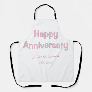 Tablier Joyeux anniversaire de mariage nom date année rose