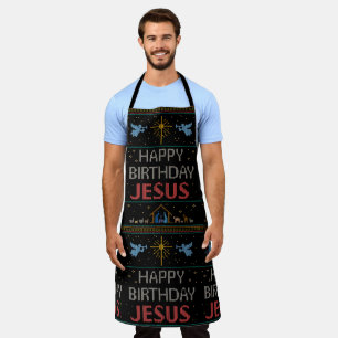 Tablier Joyeux Anniversaire Jésus laide Noël Sweater Chris