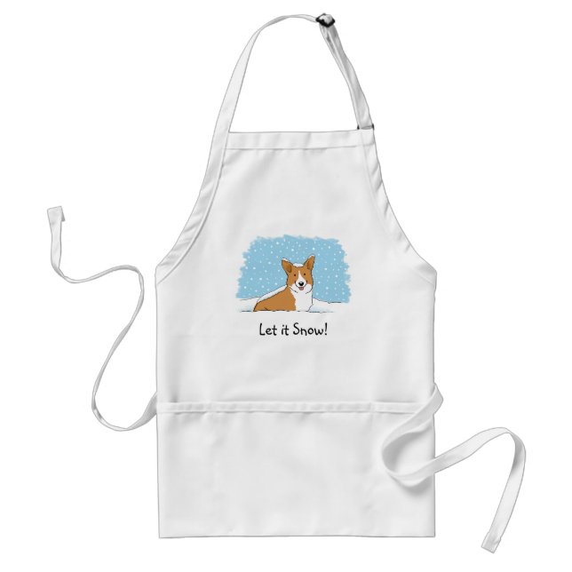 Tablier Joyeux Corgi dans la neige | Chien de vacances en  (Devant)