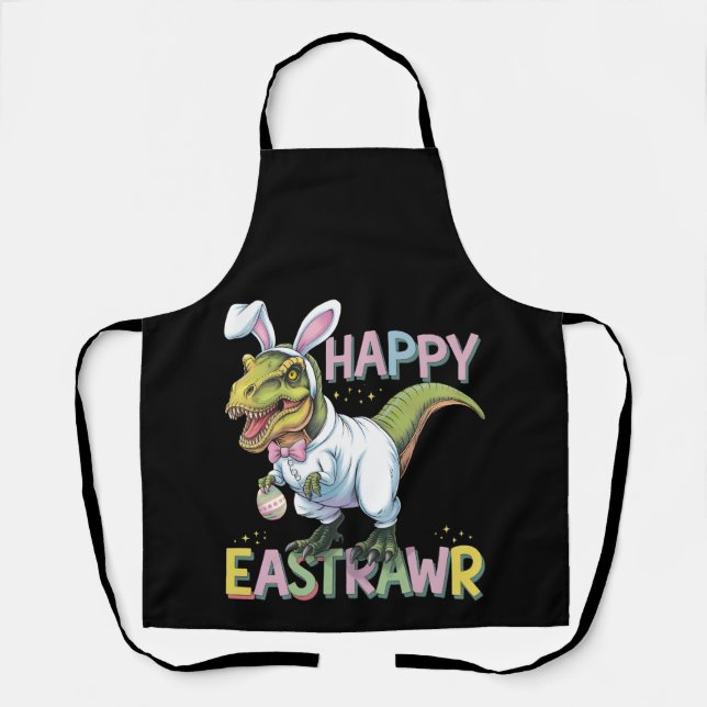 Tablier Joyeux Eastrawr T Rex Pâques Dinosaure Lapin Œuf (Recto)