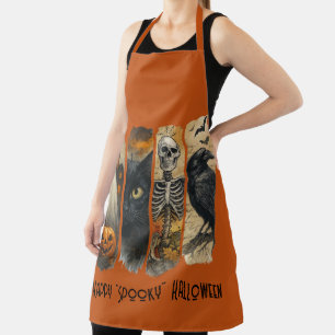 Tablier Joyeux "Éffrayant" Halloween Citrouille Skeleton C