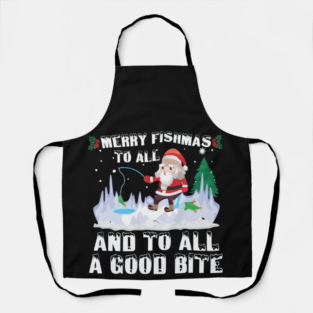 Tablier Joyeux Fishmas Poisson Drôle Pêcheur Noël (Recto)
