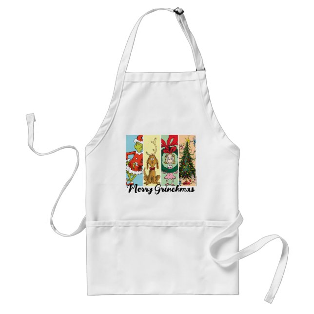 Tablier Joyeux Grinchmas Collage de Fêtes (Devant)