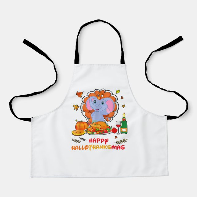 Tablier Joyeux Hallo Elephant Boire Vin Merci Cadeau (Recto)
