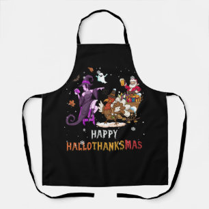Tablier Joyeux Hallothanksmas Drôle Halloween Thanksgiving