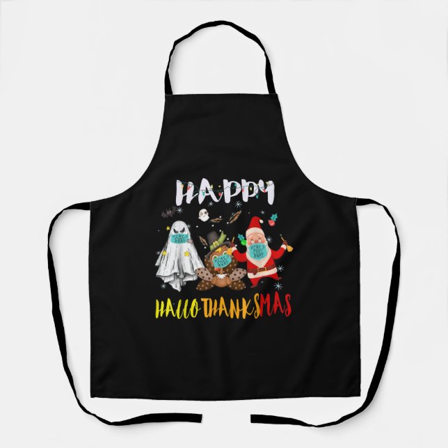Tablier Joyeux Hallothanksmas Drôle Halloween Thanksgiving (Recto)