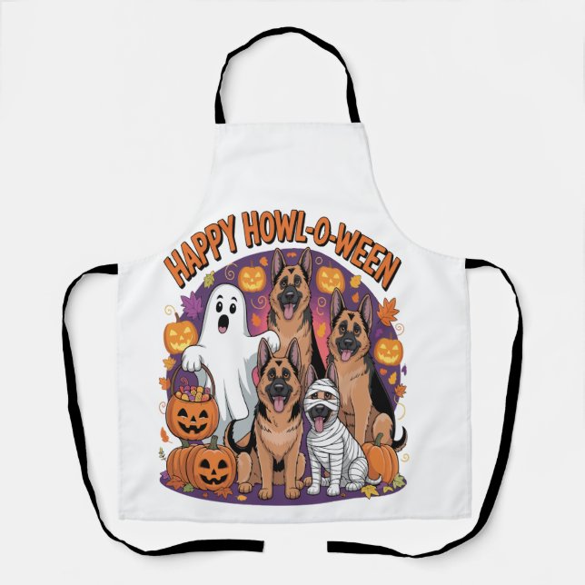 Tablier Joyeux Halloween Berger Allemand (Recto)