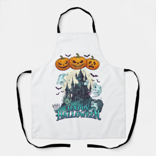 Tablier Joyeux Halloween Château Hanté Citrouilles Fantôme