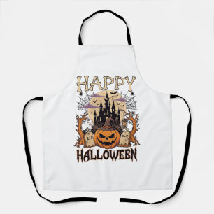 Tablier Joyeux Halloween Citrouille Sorcière Chapeau Châte