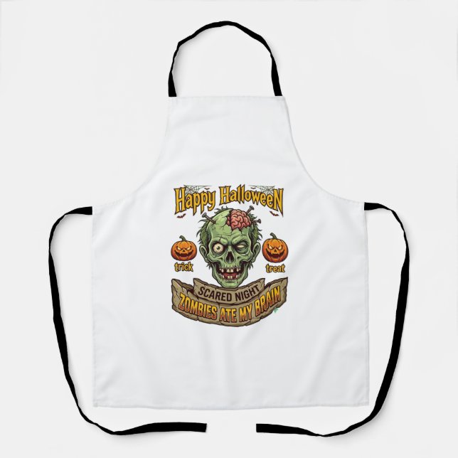 Tablier Joyeux Halloween Les Zombies Ont Mangé La Tête De  (Recto)