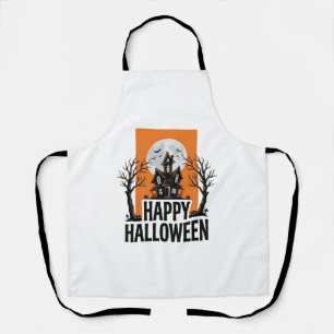 Tablier Joyeux Halloween Maison Hantée Graphique Vintage_1