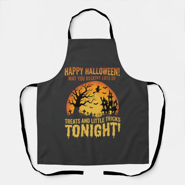 Tablier Joyeux Halloween Maison Hantée Trick or Treat (Recto)