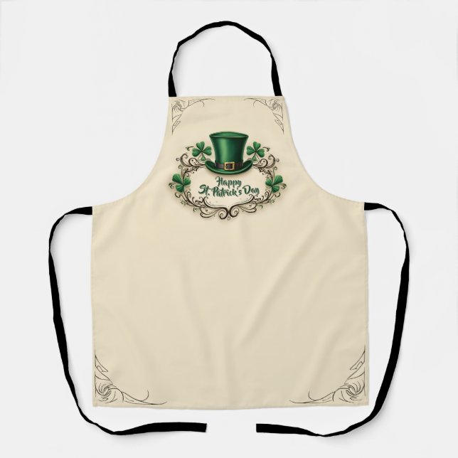 Tablier Joyeux jour de la Saint-Patrick motif de trèfle (Recto)