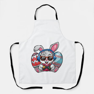 Tablier Joyeux jour de Pâques Lapin mignon jouant au jeu v