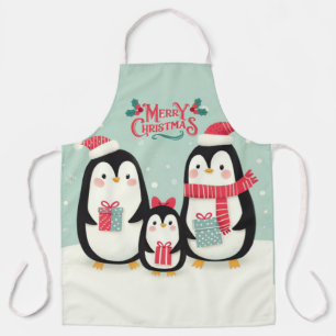 Tablier Joyeux manchots enneigés de Noël