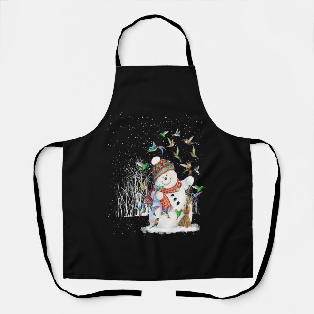 Tablier Joyeux Noël au colibri Snowman (Recto)