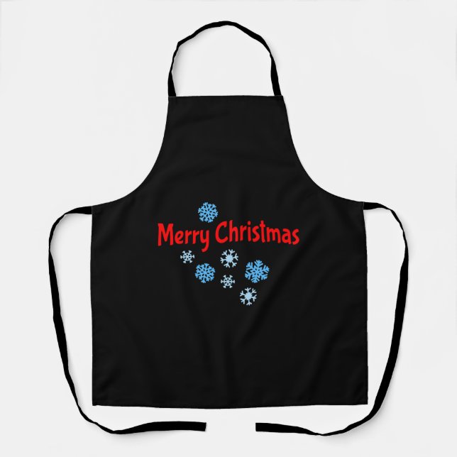 Tablier Joyeux Noël avec des flocons de neige (Recto)