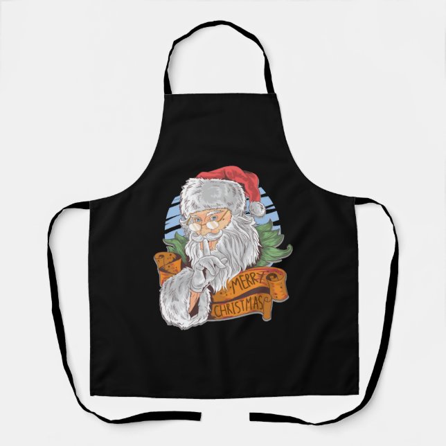 Tablier Joyeux Noël avec le Père Noël vintage (Recto)