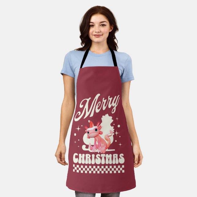 Tablier Joyeux Noël Axolotl Mignon Noël  (Porté)