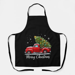 Tablier Joyeux Noël camion rouge arbre hommes femmes