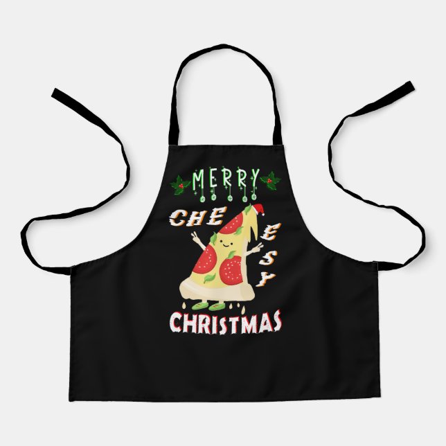 Tablier Joyeux Noël Cheesy Noël Noël Père Noël Pizza Noël (Recto)