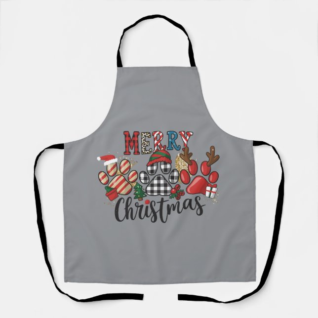 Tablier Joyeux Noël Chiens Maman des Chiens Pattes  (Recto)