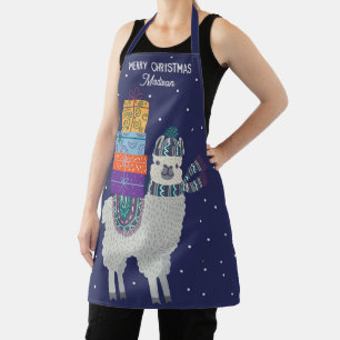 Tablier Joyeux Noël Cute Llama Cadeaux de vacances hiver