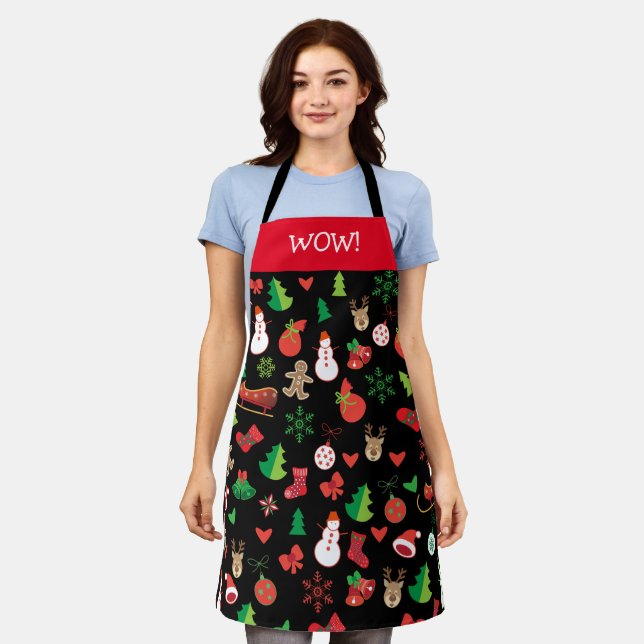 Tablier Joyeux Noël et Bonne Année! Neige du XMAS 2021 (Porté)