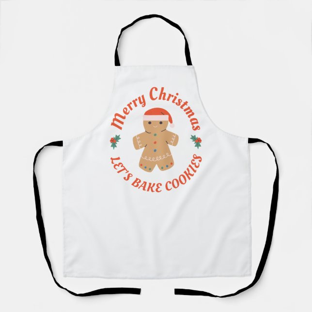Tablier Joyeux Noël Faisons cuire des biscuits Gingerbread (Recto)