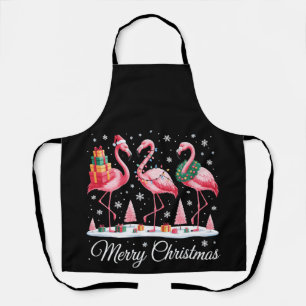 Tablier Joyeux Noël Flamant Rose Lumière Chapeau de Père N