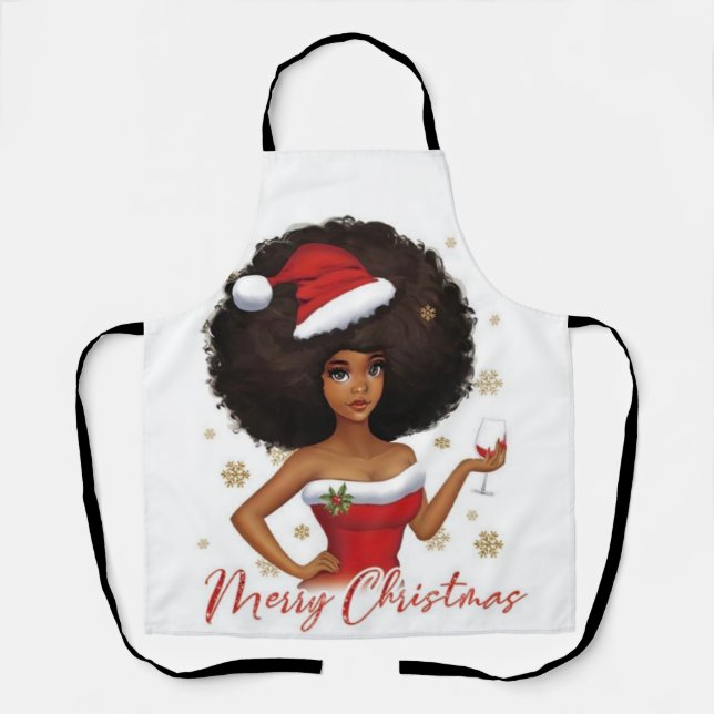 Tablier Joyeux Noël Melanin Femmes Black Girl Magic Mme. (Recto)