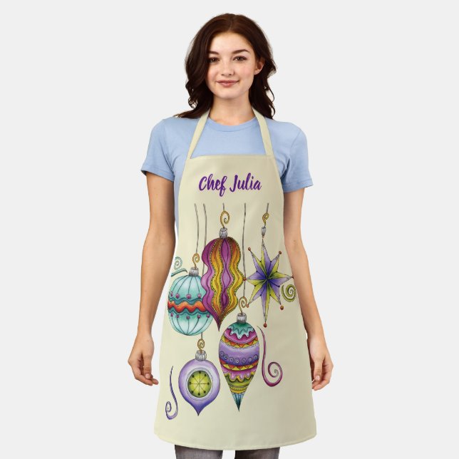 Tablier Joyeux Noël mignon, élégants et fantaisie ornement (Porté)