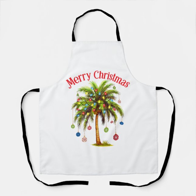 Tablier Joyeux Noël Palm Tree Light Hawaiian Tropical (Recto)
