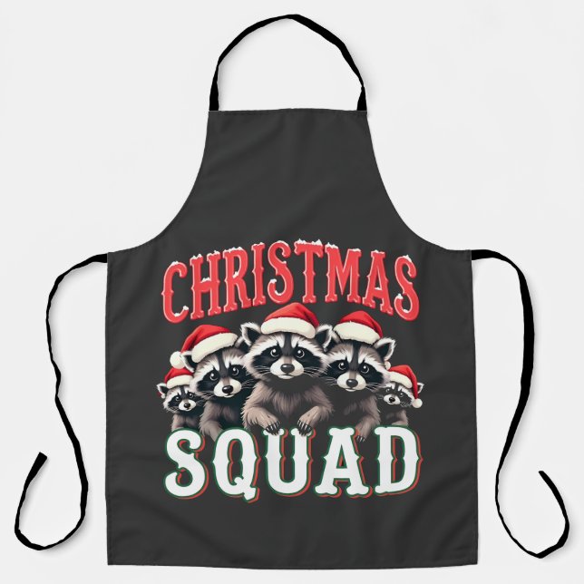Tablier Joyeux Noël Raccoon Santa Hat Amateurs (Recto)