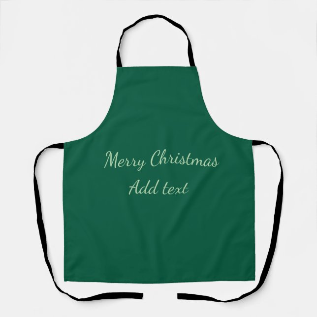 Tablier Joyeux Noël vert fond simple solo fête (Recto)