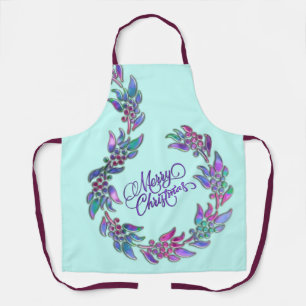Tablier Joyeux Noël Wreath Jewel Tones Apron